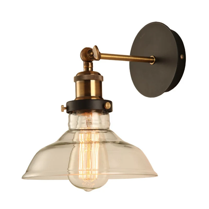 Bar Binnendecoratie Wandkandelaar Glazen kap Wandverlichting met goudkleurige arm Clearhalo