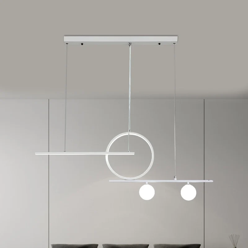 Bar- en cirkelhanglamp Modernistische metalen eetkamer LED-eilandverlichtingsideeën zwart/wit Clearhalo