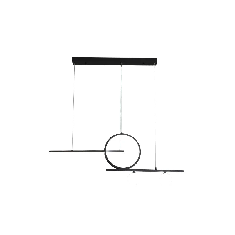 Bar- en cirkelhanglamp Modernistische metalen eetkamer LED-eilandverlichtingsideeën zwart/wit Clearhalo