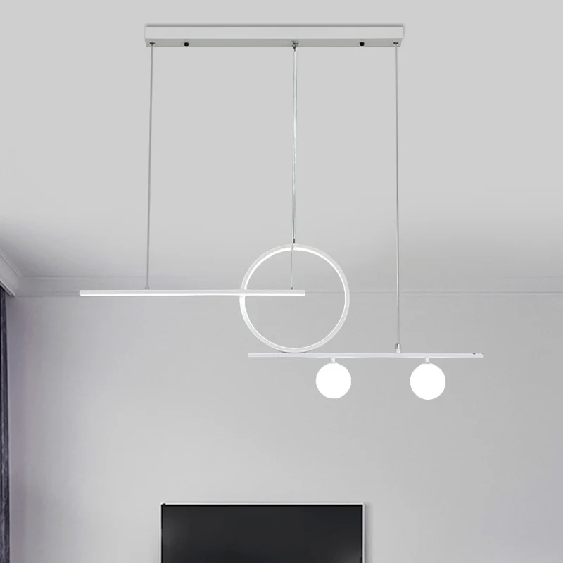 Bar- en cirkelhanglamp Modernistische metalen eetkamer LED-eilandverlichtingsideeën zwart/wit Clearhalo