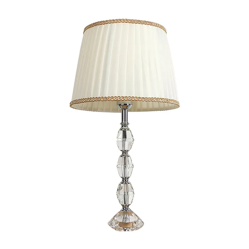 Barrel Crystal Nachtkastje Licht Modern 1 Licht Wit Nachtkastje Verlichting voor Woonkamer Clearhalo