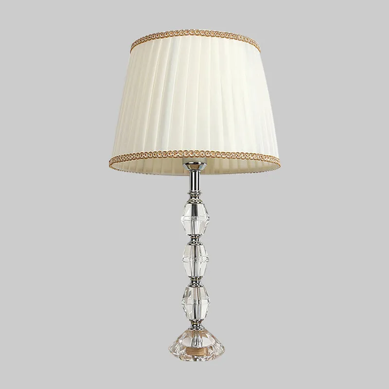 Barrel Crystal Nachtkastje Licht Modern 1 Licht Wit Nachtkastje Verlichting voor Woonkamer Clearhalo
