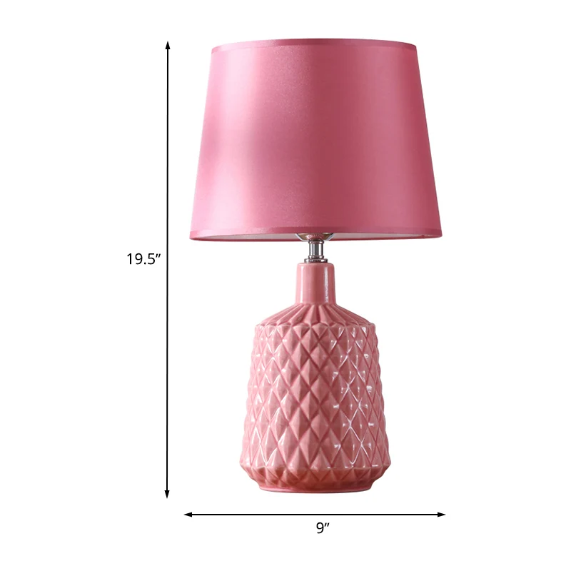Barrel nachttafellamp modernisme keramiek 1 licht woonkamer nachtkastje licht roze met stoffen kap Clearhalo