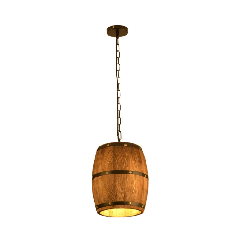 Barrel Restaurant Hanglamp Hout Creatief Industrieel 1-lichts Hanglamp bruin Clearhalo