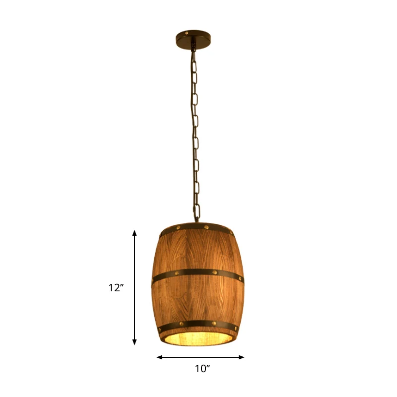 Barrel Restaurant Hanglamp Hout Creatief Industrieel 1-lichts Hanglamp bruin Clearhalo
