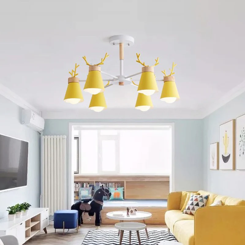 Barrel semi-inbouwlicht moderne 6-kops metalen plafondlamp met gewei-ontwerp voor woonkamer Clearhalo