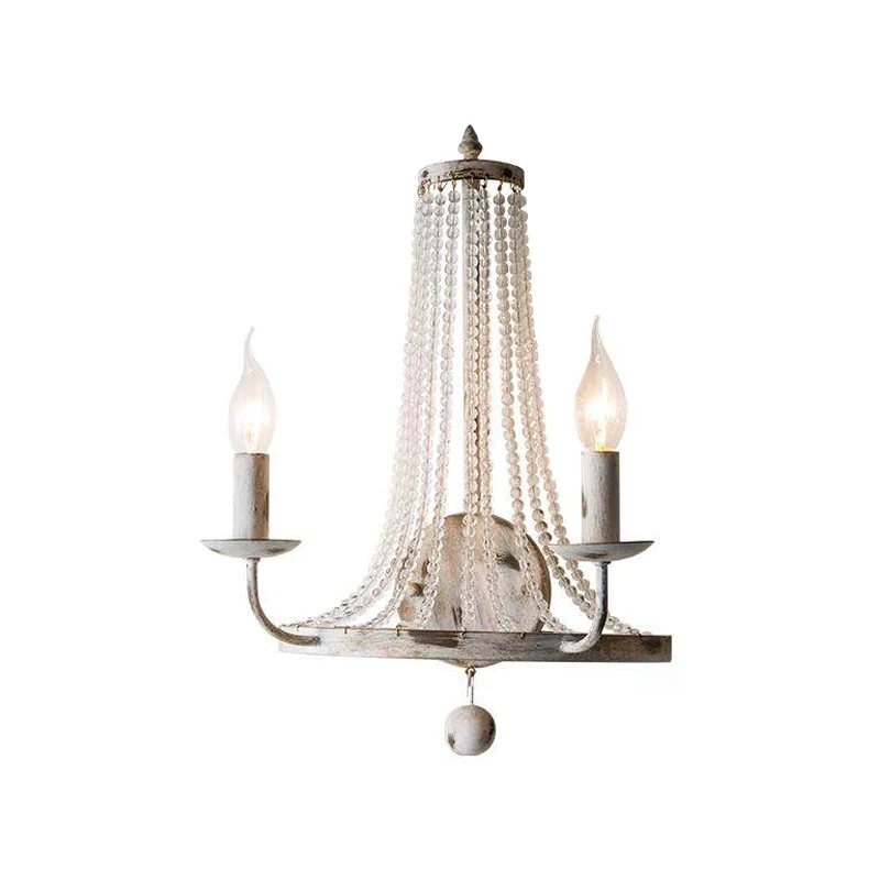 Basket Crystal Strand Wandverlichting Platteland 2-lichts slaapkamer schanslamp wit met kaarsontwerp Clearhalo