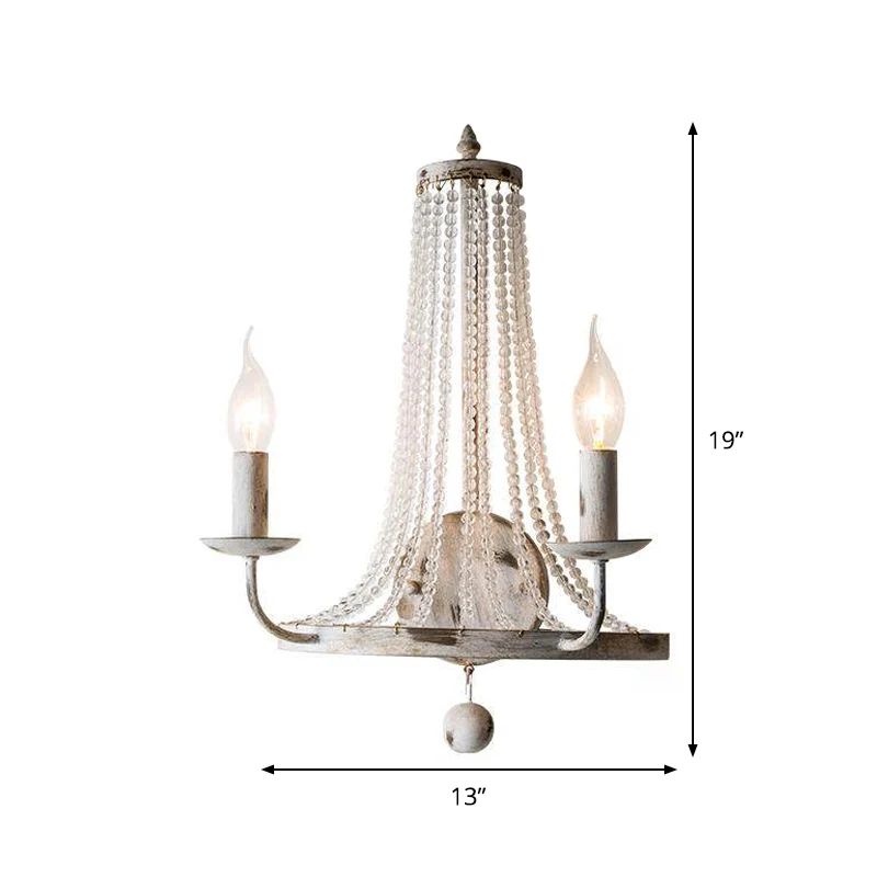 Basket Crystal Strand Wandverlichting Platteland 2-lichts slaapkamer schanslamp wit met kaarsontwerp Clearhalo