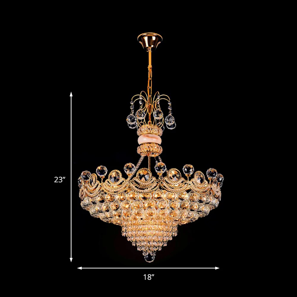 Basket Kroonluchter Licht Eigentijds Kristal Goud LED Hanglamp voor Slaapkamer, 18"/23,5" Breed Clearhalo