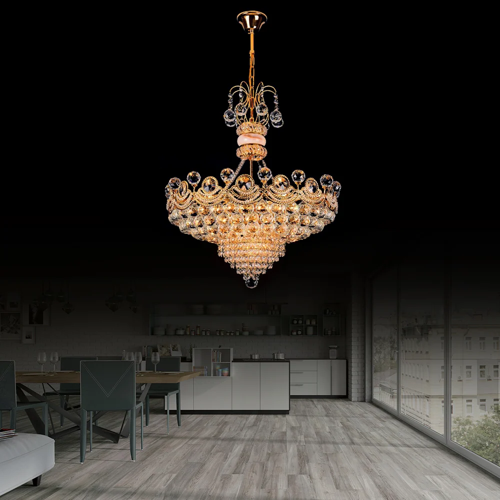 Basket Kroonluchter Licht Eigentijds Kristal Goud LED Hanglamp voor Slaapkamer, 18"/23,5" Breed Clearhalo