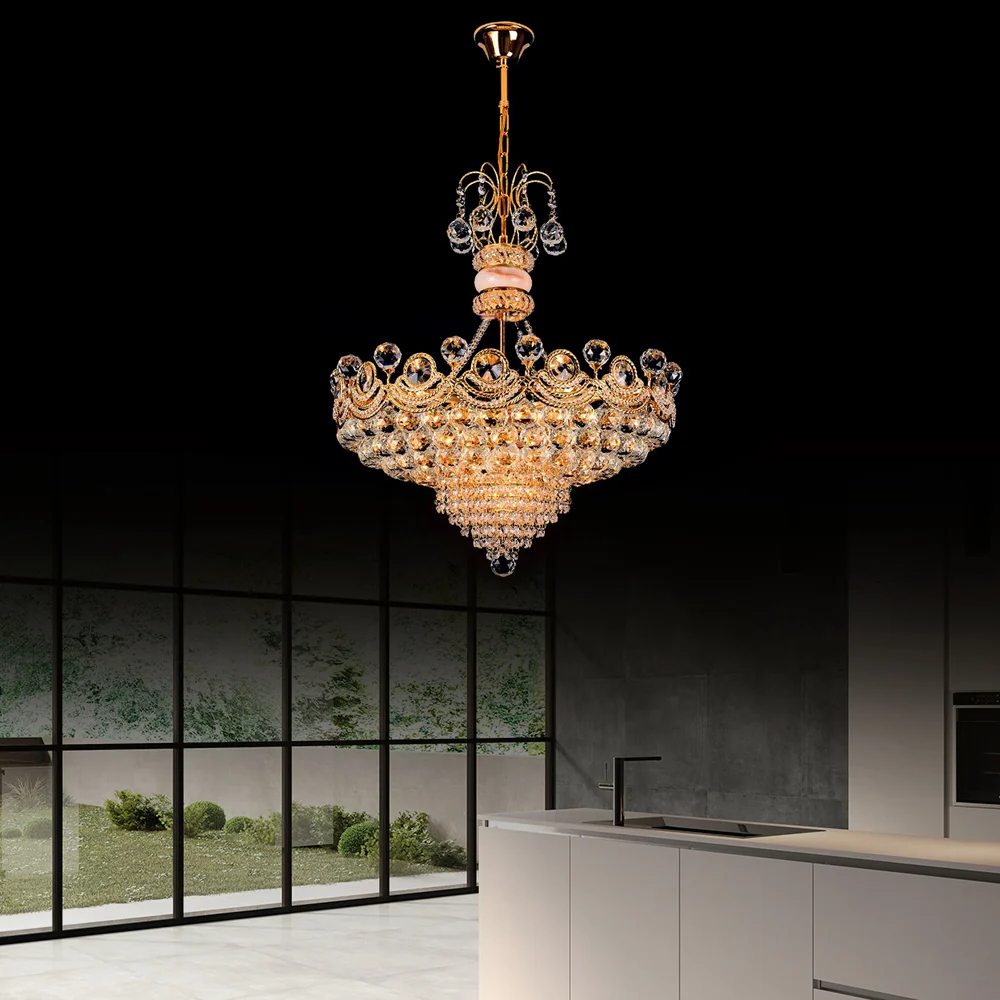 Basket Kroonluchter Licht Eigentijds Kristal Goud LED Hanglamp voor Slaapkamer, 18"/23,5" Breed Clearhalo