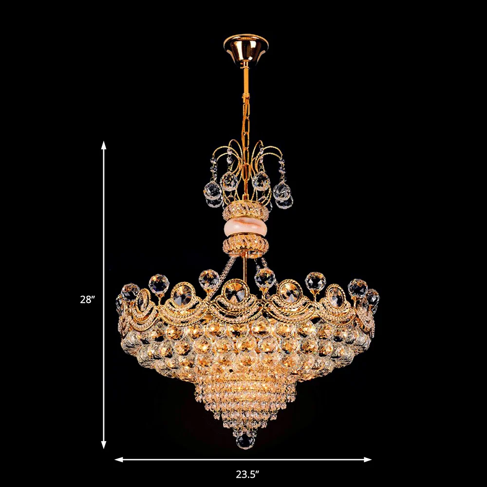 Basket Kroonluchter Licht Eigentijds Kristal Goud LED Hanglamp voor Slaapkamer, 18"/23,5" Breed Clearhalo