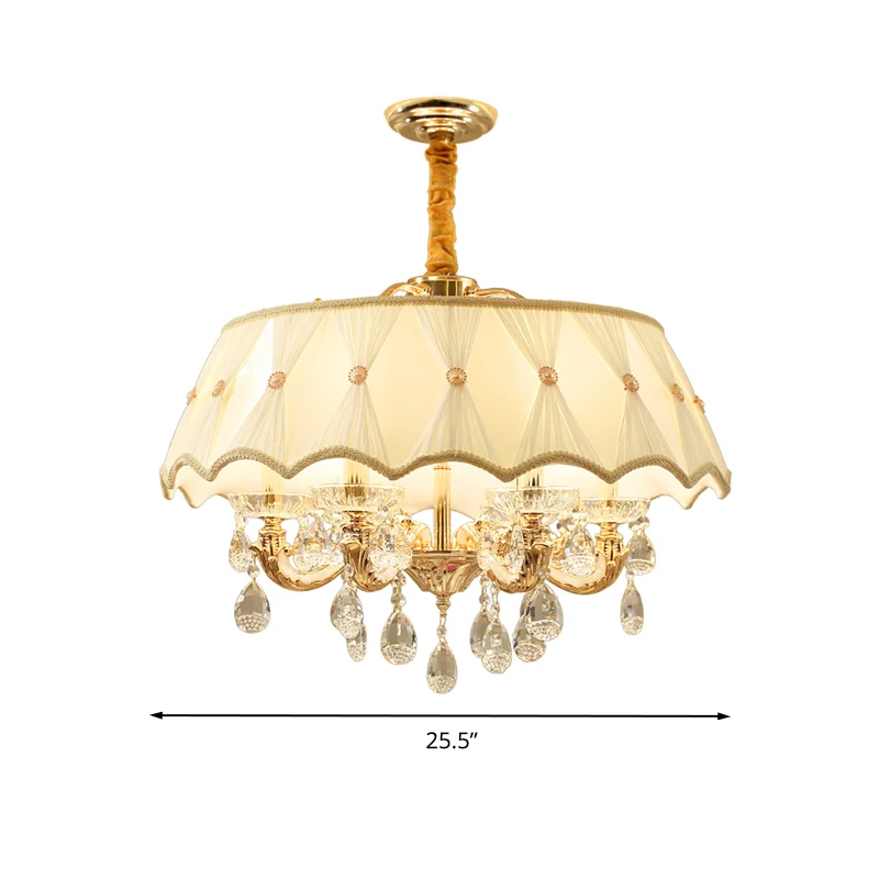 Beige 5-kops kroonluchterlamp modernisme Crystal Drop geschulpte ophangverlichting Clearhalo