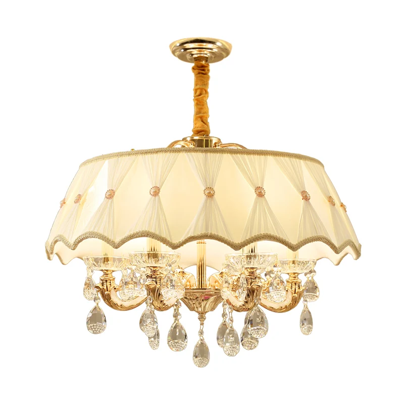 Beige 5-kops kroonluchterlamp modernisme Crystal Drop geschulpte ophangverlichting Clearhalo