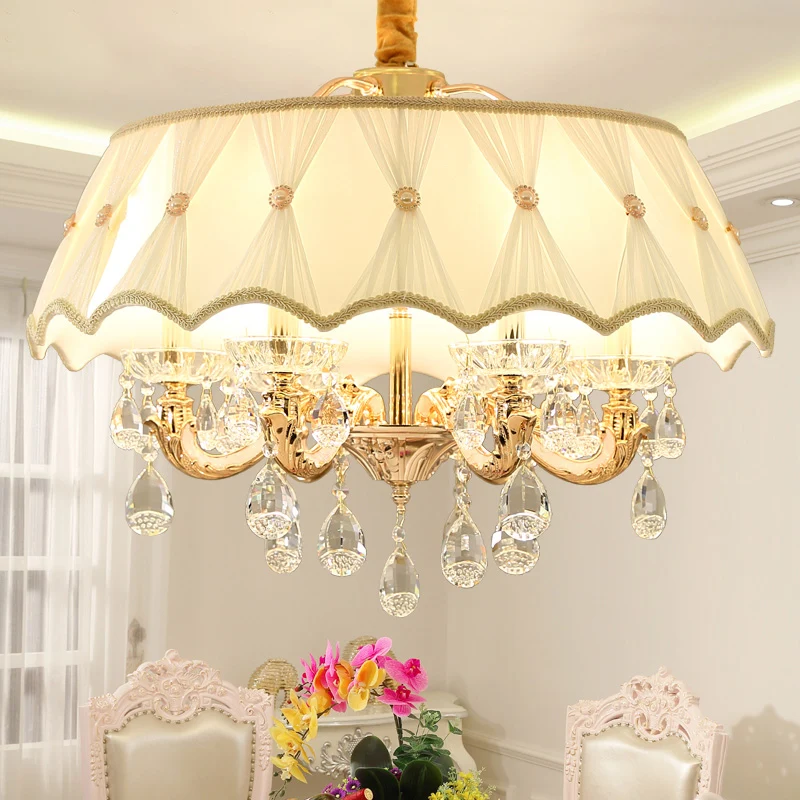 Beige 5-kops kroonluchterlamp modernisme Crystal Drop geschulpte ophangverlichting Clearhalo