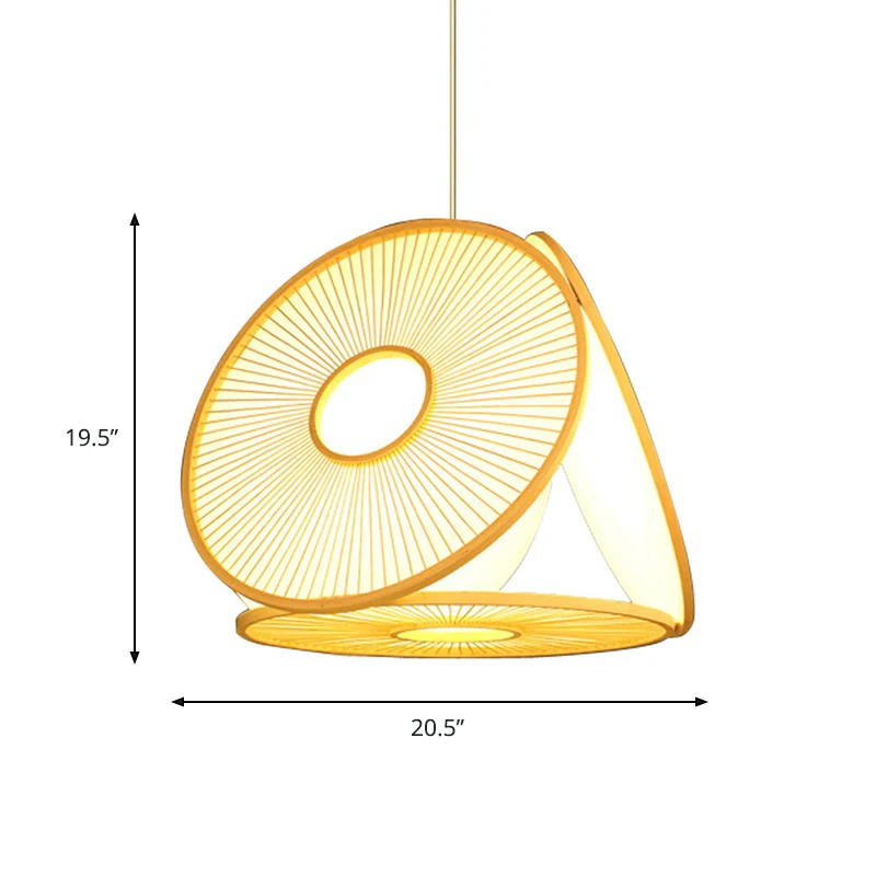 Beige cirkelvormige hanglamp eigentijds 1-lichts bamboe hangende verlichting voor eetkamer Clearhalo