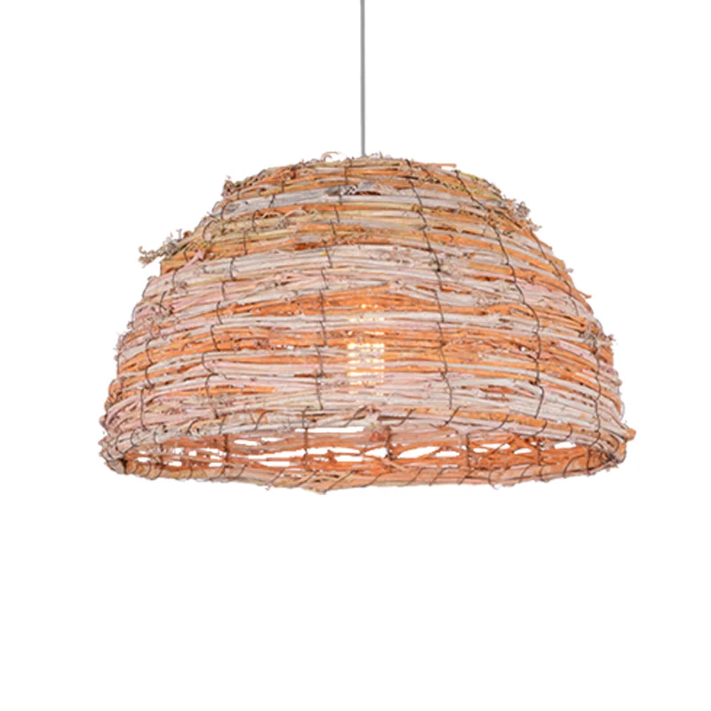 Beige Dome Shade Plafond Hanglamp Rustieke Bine Enkele Hanglamp voor Restaurant Clearhalo