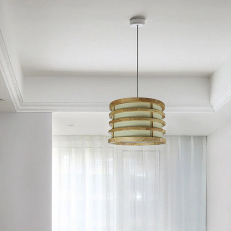 Beige emmervormige plafondhanger, eigentijds 1-lichts houten hangend lichtarmatuur Clearhalo