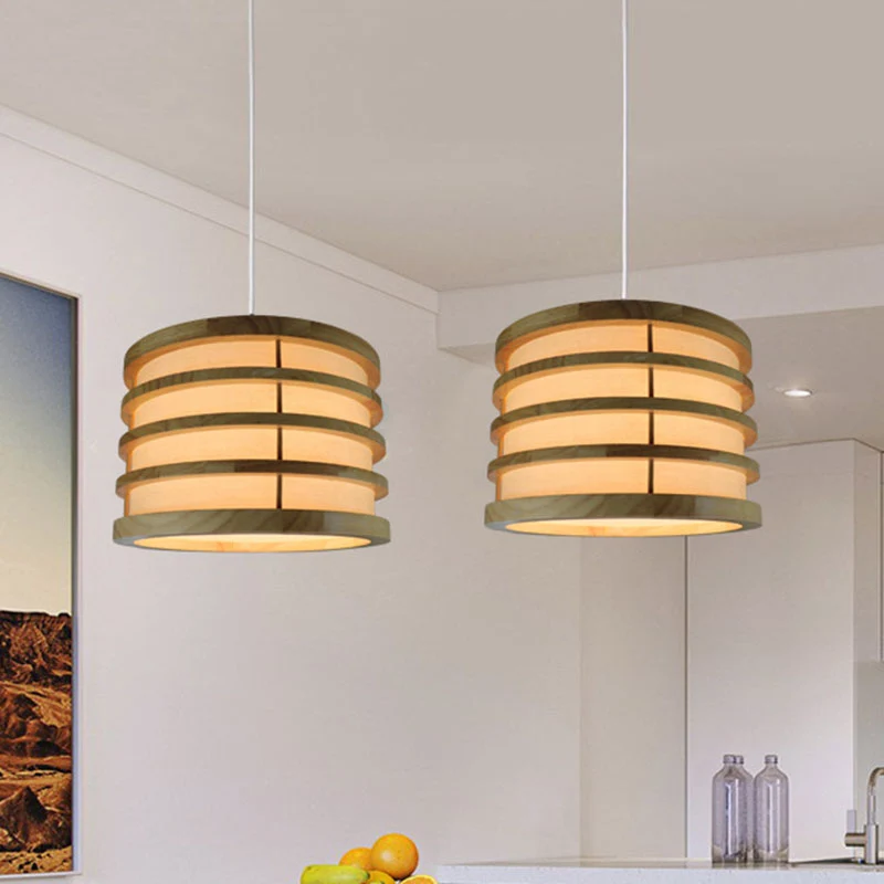 Beige emmervormige plafondhanger, eigentijds 1-lichts houten hangend lichtarmatuur Clearhalo