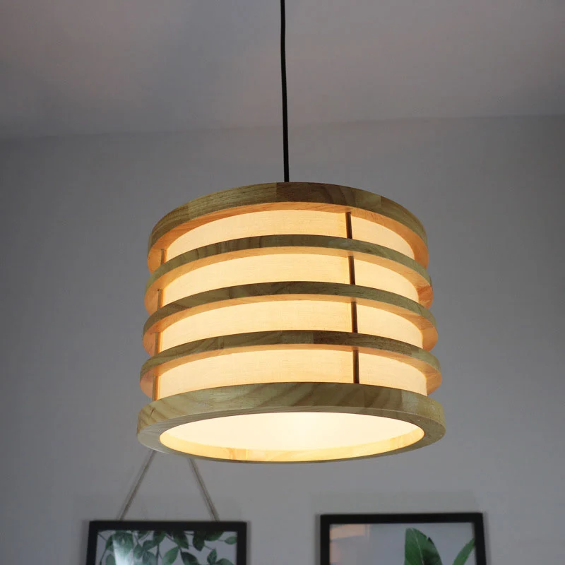 Beige emmervormige plafondhanger, eigentijds 1-lichts houten hangend lichtarmatuur Clearhalo