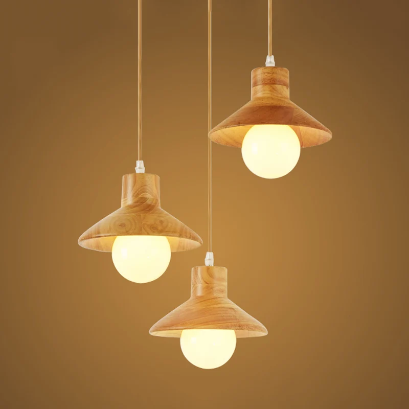 Beige Flare meervoudige hanglamp Nordic 3 lampen natuurlijk houten plafondhanger boven eettafel Clearhalo