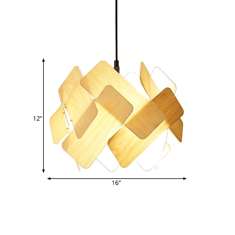 Beige gesplitste cirkel kroonluchter modernistische 3-kops houten hangende lamp boven eettafel Clearhalo