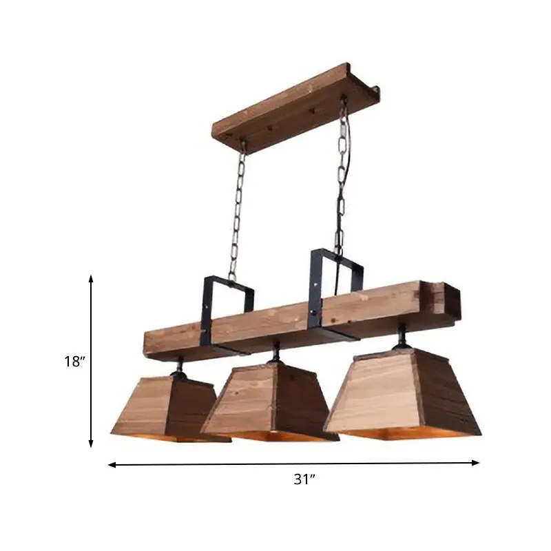 Beige trapezium eiland kroonluchter fabriek hout 3/4/12 lampen eetkamer hanglamp Clearhalo