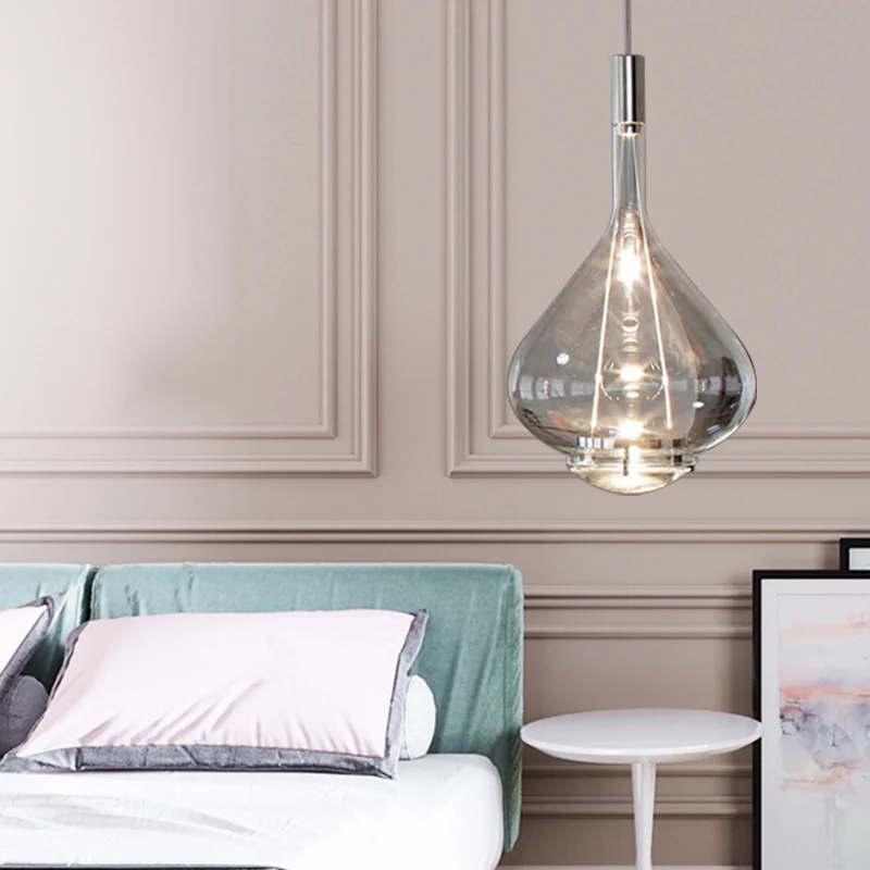 Bekerachtige vorm hanglamp modern rosé goud/helder/rook helder glas 1 licht eetkamer hangende lichtset Clearhalo