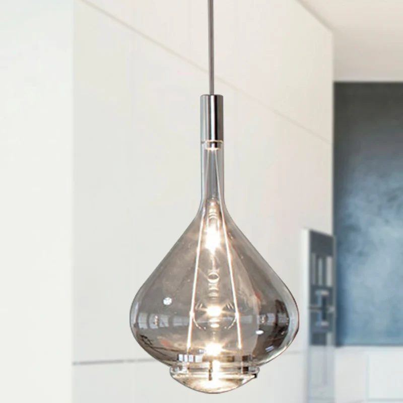 Bekerachtige vorm hanglamp modern rosé goud/helder/rook helder glas 1 licht eetkamer hangende lichtset Clearhalo