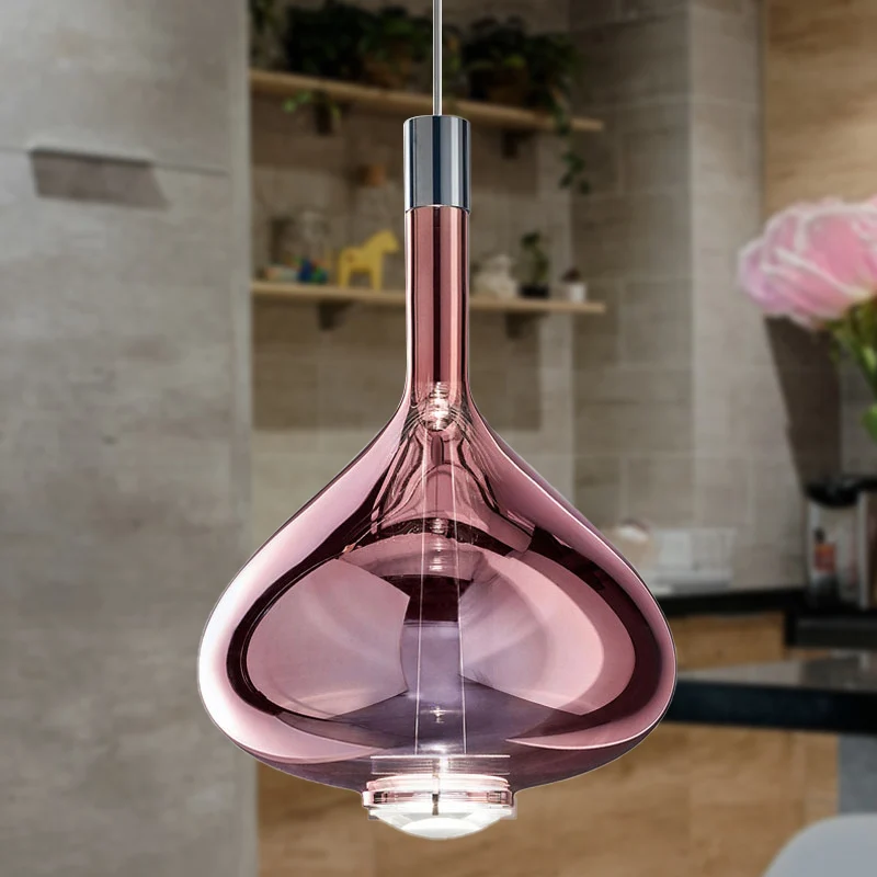 Bekerachtige vorm hanglamp modern rosé goud/helder/rook helder glas 1 licht eetkamer hangende lichtset Clearhalo