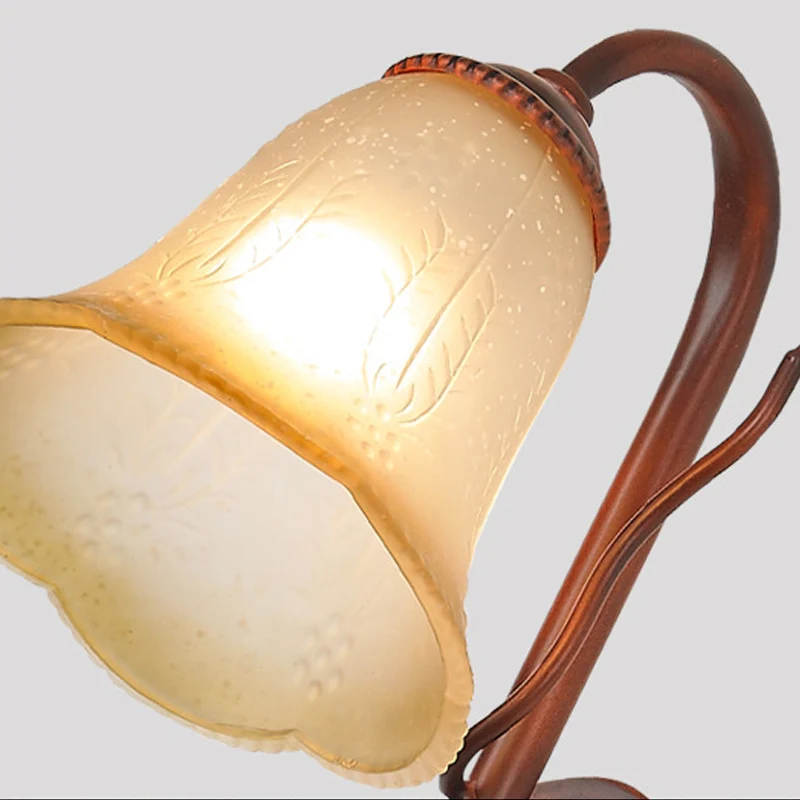 Bell amberkleurige glazen wandlamp landelijke stijl 1/2-lichts woonkamer wandkandelaar met vogelaccent koper Clearhalo