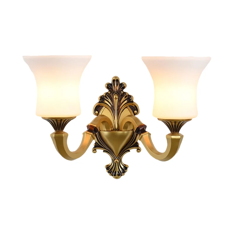 Bell Bedroom Up wandgemonteerd licht antiek matglas 1/2-lichts messing wandlamp Clearhalo