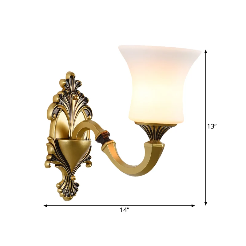Bell Bedroom Up wandgemonteerd licht antiek matglas 1/2-lichts messing wandlamp Clearhalo