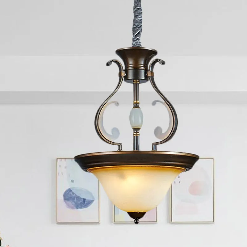 Bell beige glazen kroonluchterlamp antieke 4-lichts keukenhanglamp met gebogen arm Clearhalo
