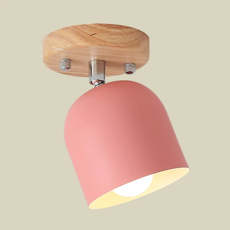 Bell Iron Shade Semi Flush Lighting Macaron 1-lamp roze afwerking Draaibare plafondlamp Clearhalo