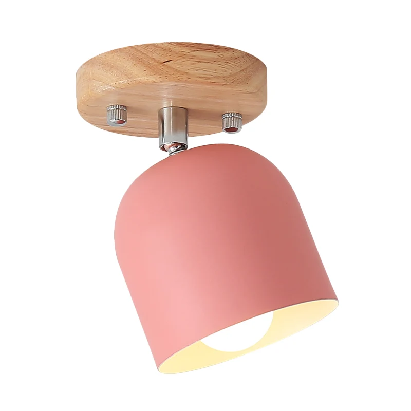 Bell Iron Shade Semi Flush Lighting Macaron 1-lamp roze afwerking Draaibare plafondlamp Clearhalo