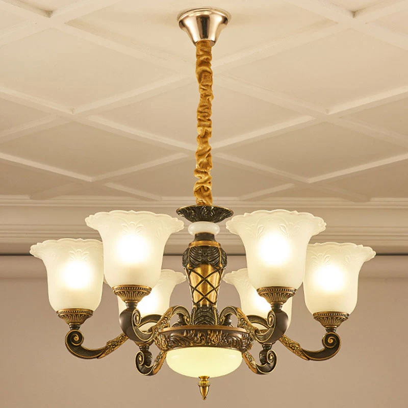 Bell Kroonluchter Verlichting Eenvoud Frosted geribbelde glazen hanglamp Clearhalo