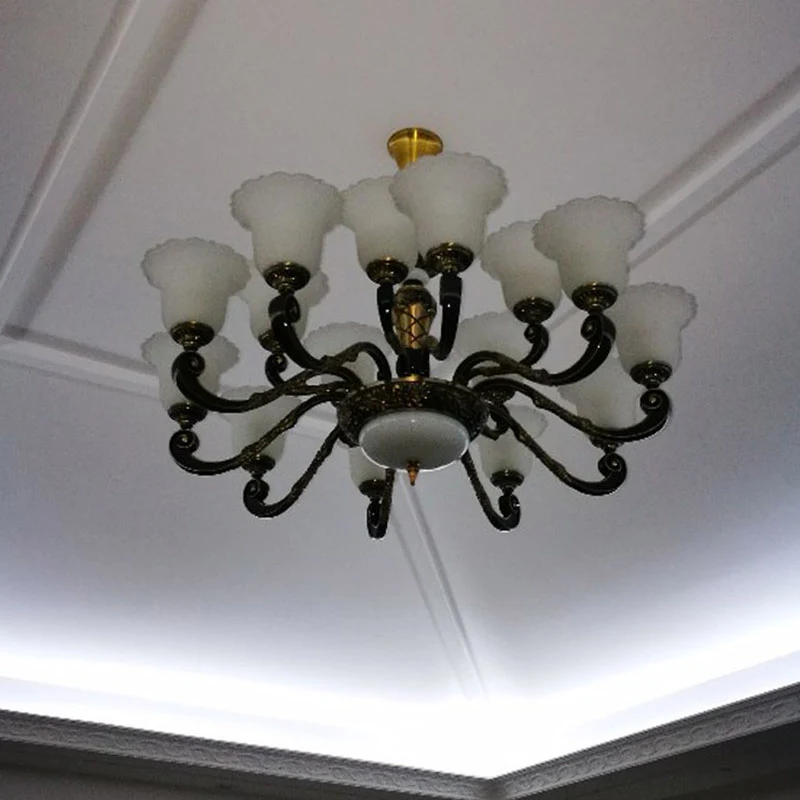 Bell Kroonluchter Verlichting Eenvoud Frosted geribbelde glazen hanglamp Clearhalo