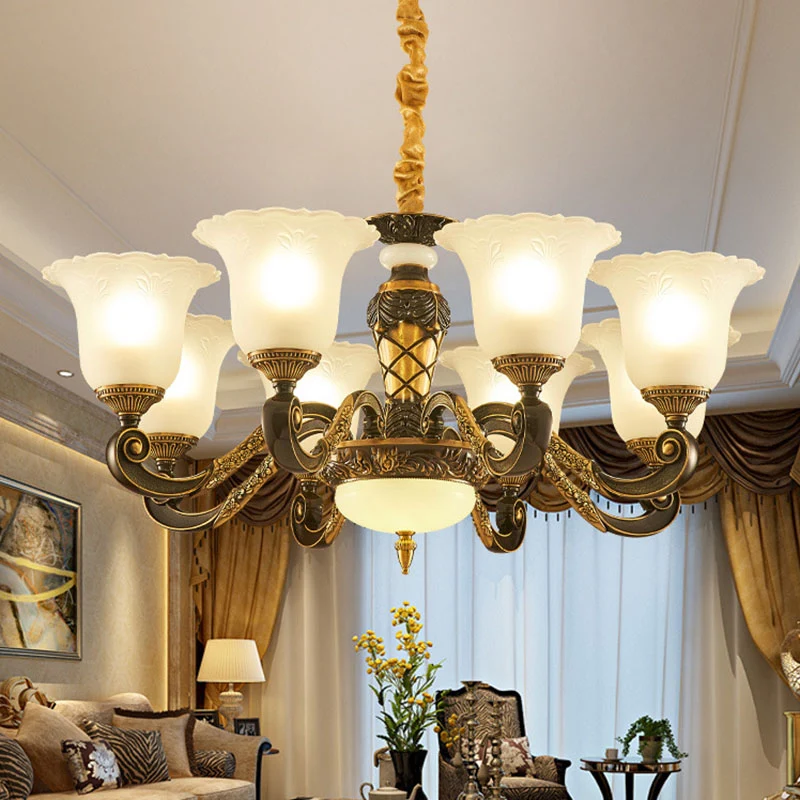 Bell Kroonluchter Verlichting Eenvoud Frosted geribbelde glazen hanglamp Clearhalo