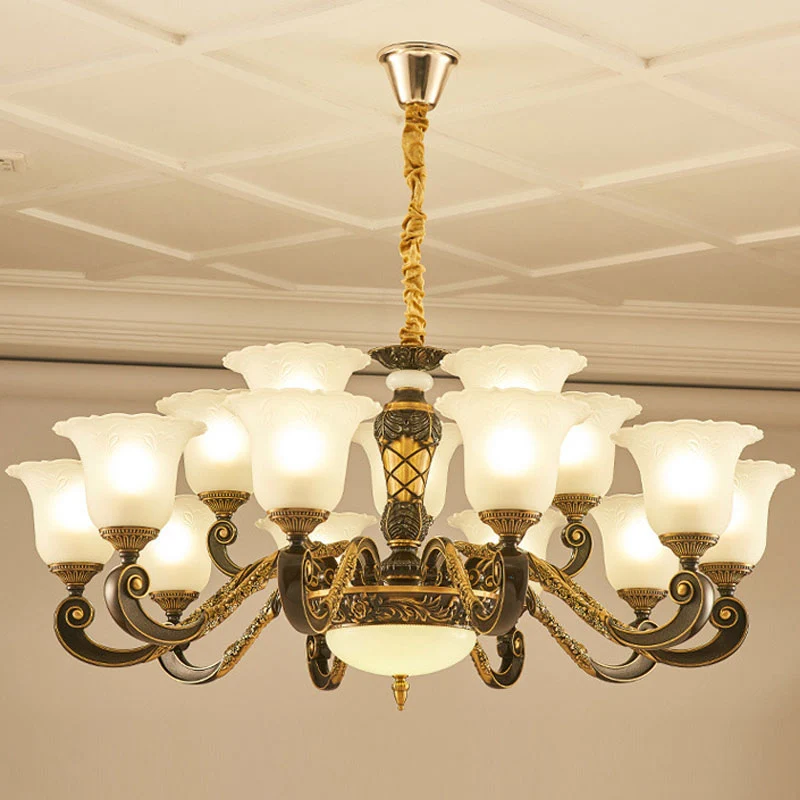 Bell Kroonluchter Verlichting Eenvoud Frosted geribbelde glazen hanglamp Clearhalo
