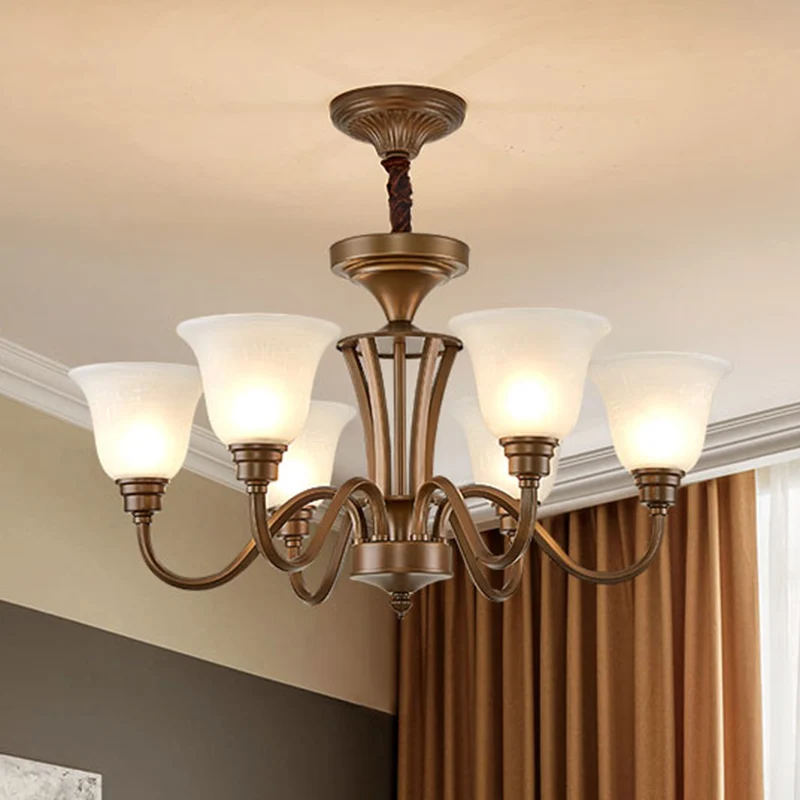 Bell matglazen kroonluchter licht retro-stijl woonkamer hanglamp Clearhalo
