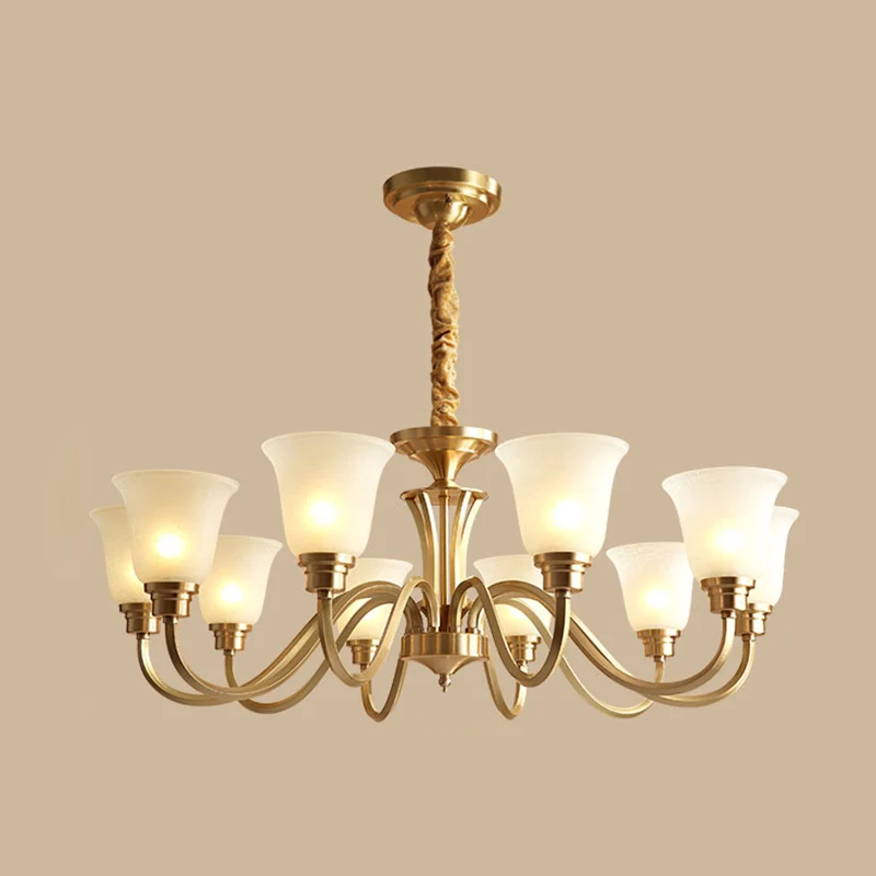 Bell matglazen kroonluchter licht retro-stijl woonkamer hanglamp Clearhalo