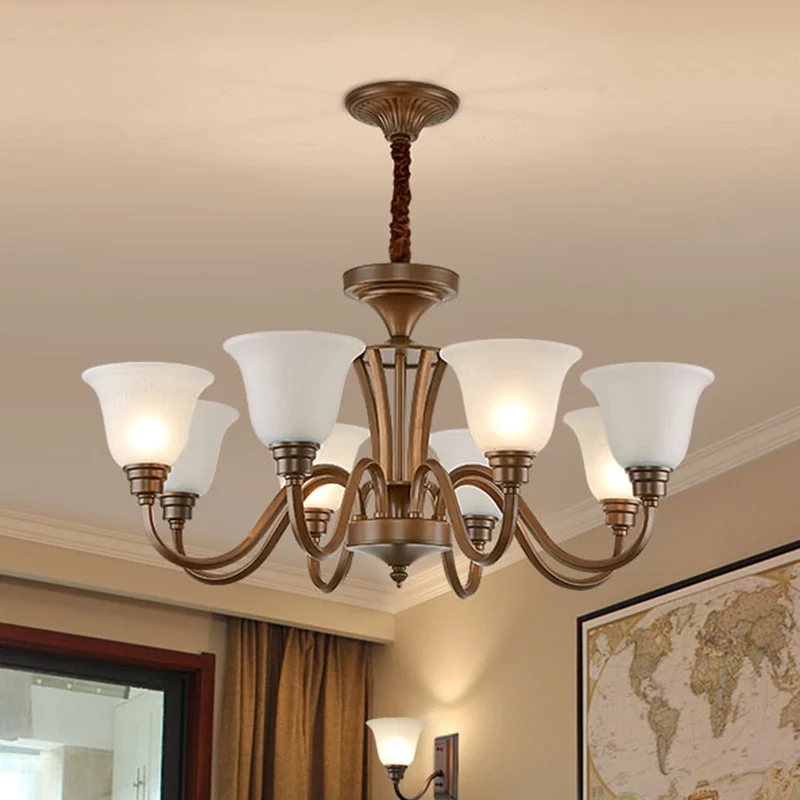 Bell matglazen kroonluchter licht retro-stijl woonkamer hanglamp Clearhalo