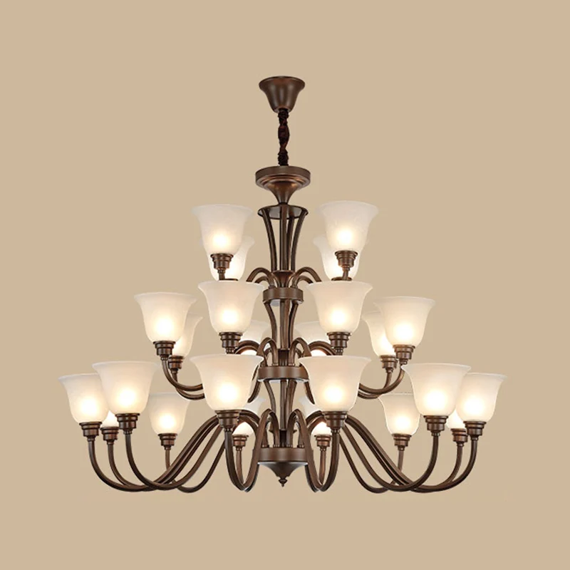 Bell matglazen kroonluchter licht retro-stijl woonkamer hanglamp Clearhalo
