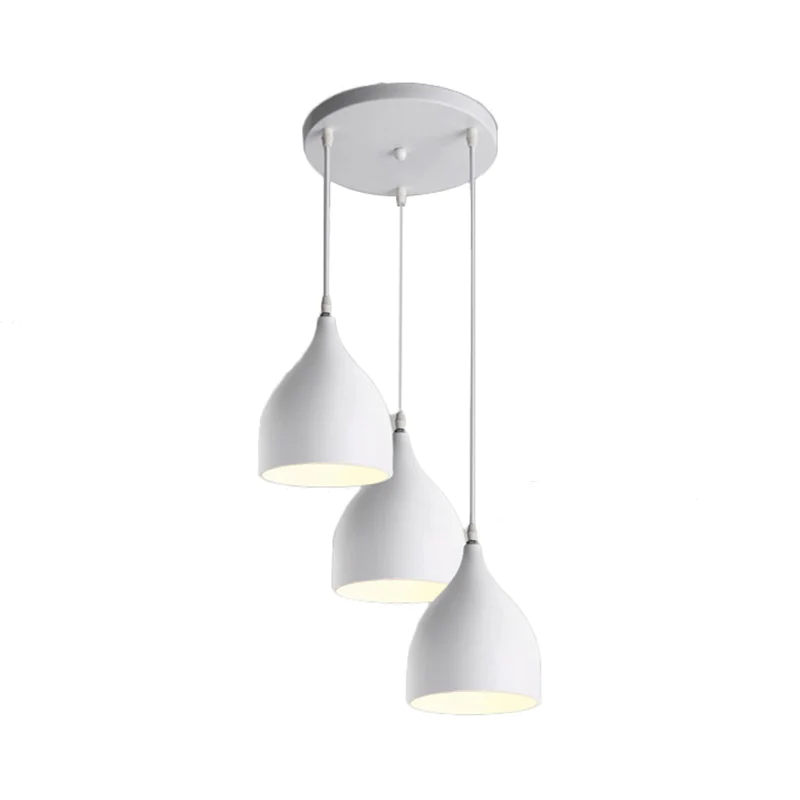 Bell Multi Light hanglamp moderne stijl metaal 3-lichts zwart/wit hangende plafondlamp met ronde/lineaire luifel Clearhalo