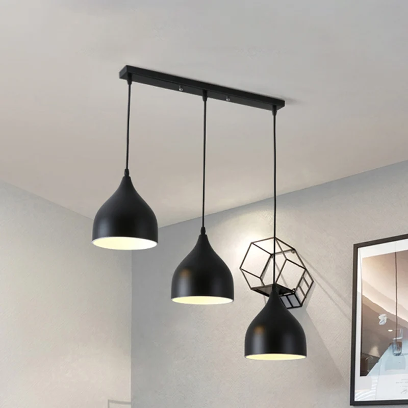 Bell Multi Light hanglamp moderne stijl metaal 3-lichts zwart/wit hangende plafondlamp met ronde/lineaire luifel Clearhalo