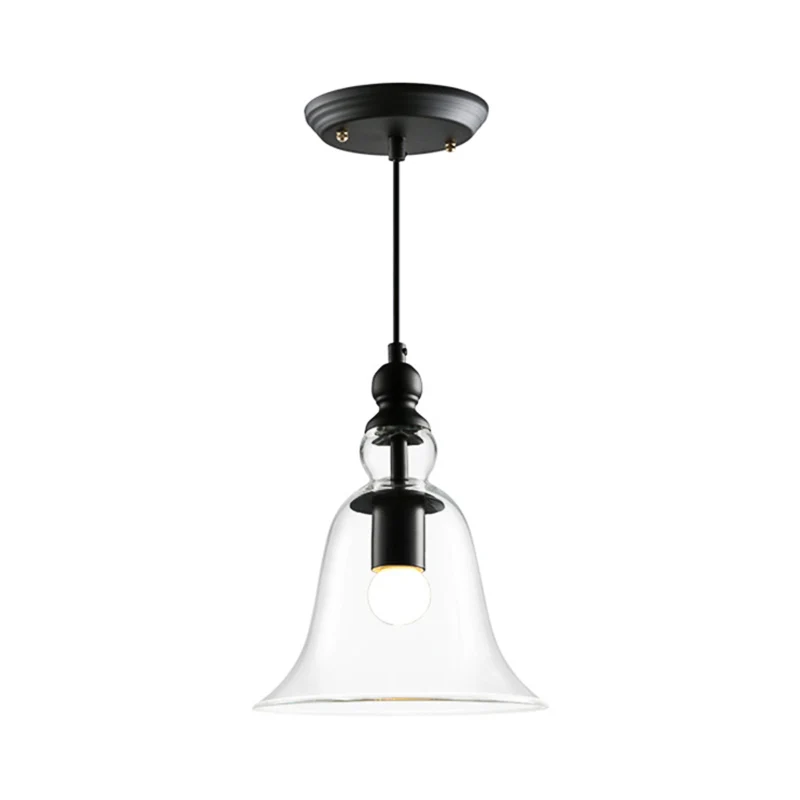 Bell plafondhanglamp eigentijds glas 1 lichts zwarte hangende plafondlamp Clearhalo