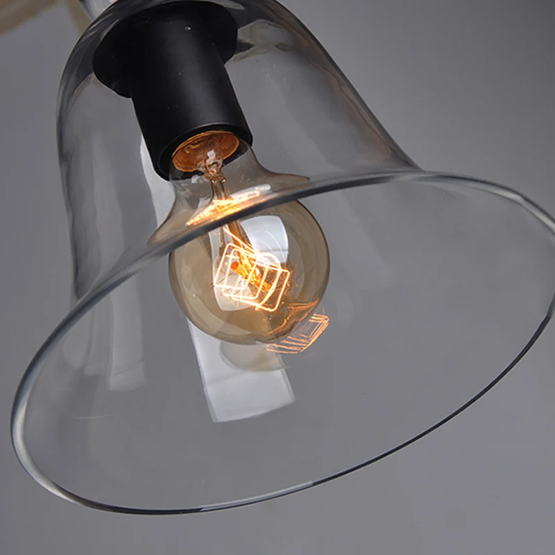 Bell plafondhanglamp eigentijds glas 1 lichts zwarte hangende plafondlamp Clearhalo