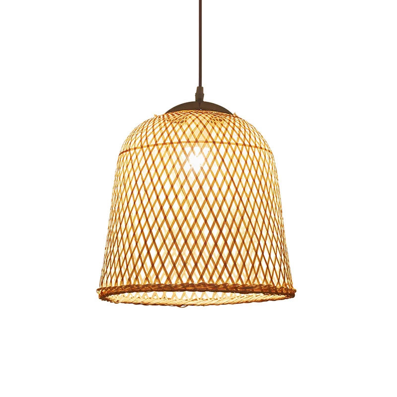 Bell Restaurant Hanglamp Bamboe Eigentijdse hanglamp met enkele lamp hout Clearhalo