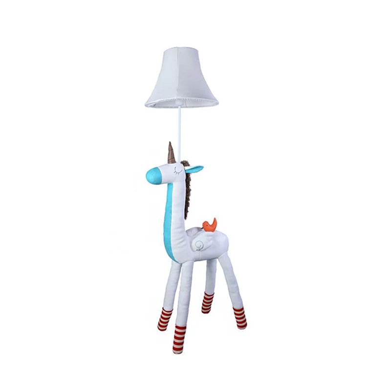 Bell stoffen kap staande lamp kinderen 1 kop roze/wit vloerlamp met eenhoorn decoratie voor kinderkamer Clearhalo